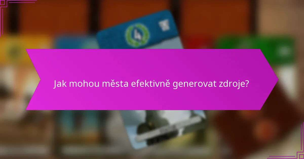 Jak mohou města efektivně generovat zdroje?