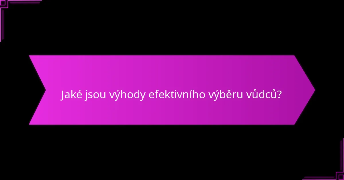 Jak implementovat strategie výběru vůdců?